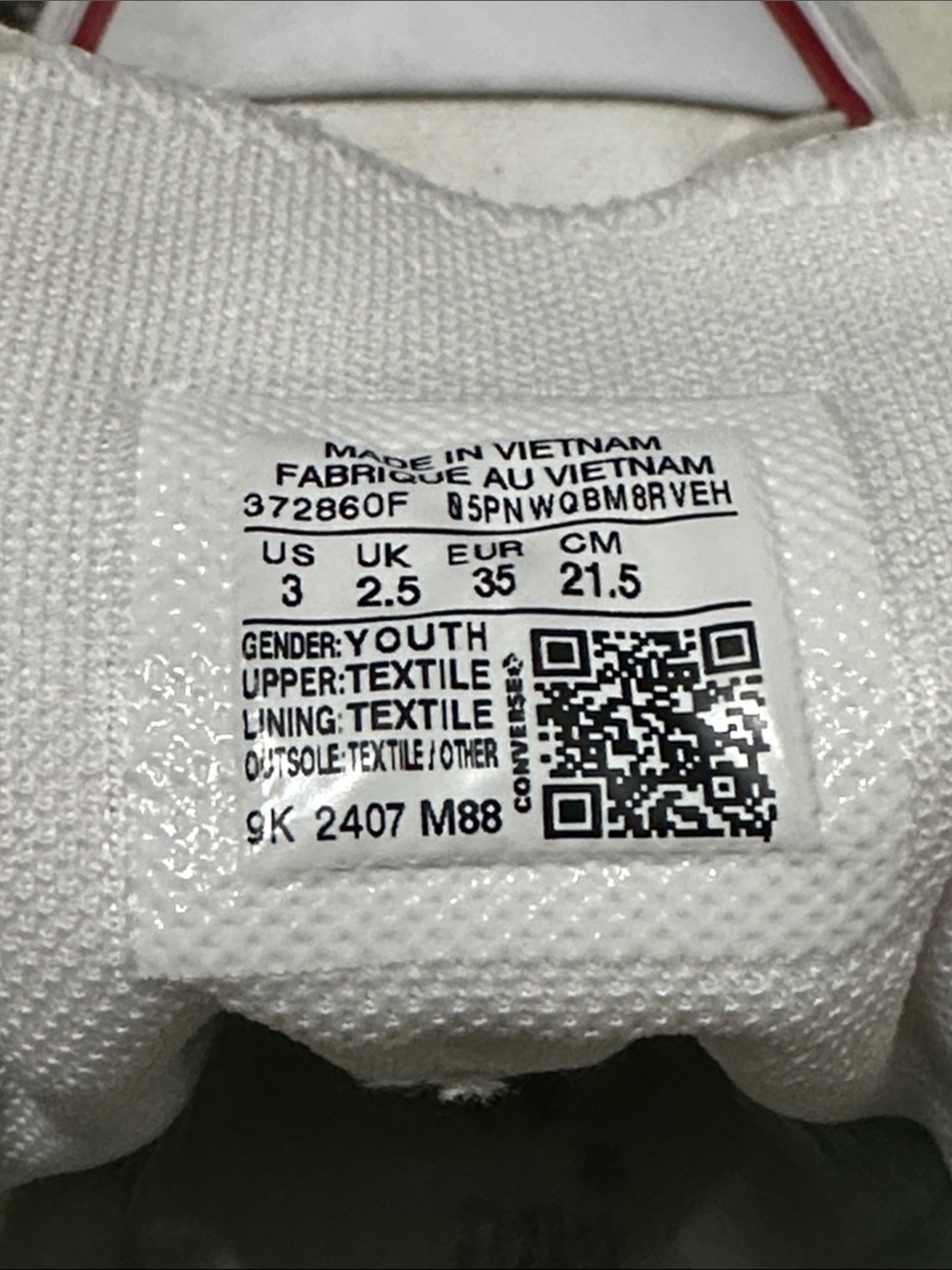 Converse Chuck Taylor All Star High-Top kids Sneaker, white, size 3 - Picture 6 of 6